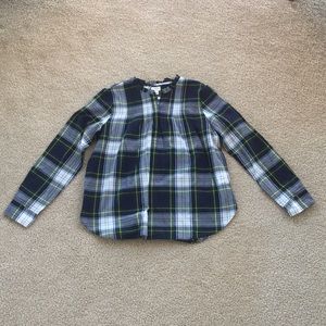 J crewPrinted washed pintucked popover Plaid